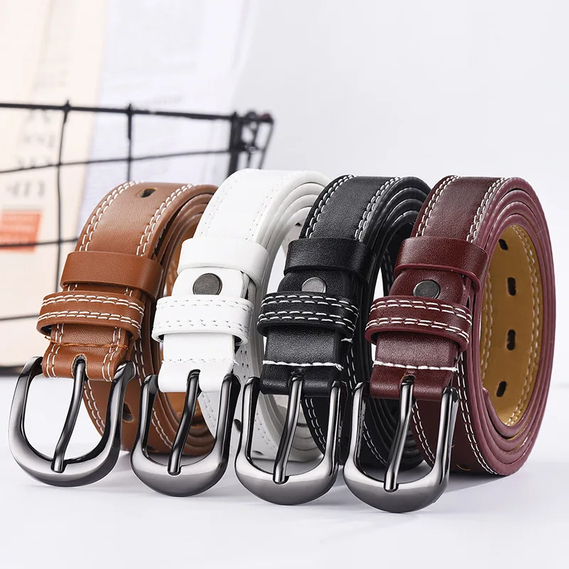 Fashion Designer Waist Young Custom Logo Pin Ring Metal Buckle Women Men PU Leather Belt