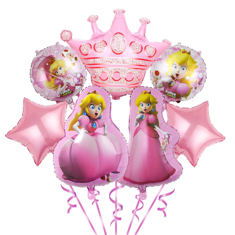 New Princess Peach Super Hero Mario Game Theme Balloon Birthday Party Decoration Supplies For Kids Toy Cartoon Foil Balloon