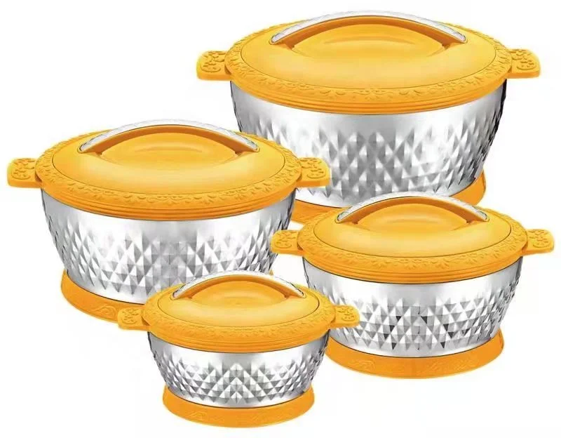 Africa Food Warmer Sets Hot Sale Stainless Steel Food Storage Lunchbox New Design 3/4 PCS Diamond Plastic Food Insulated Hot Pot