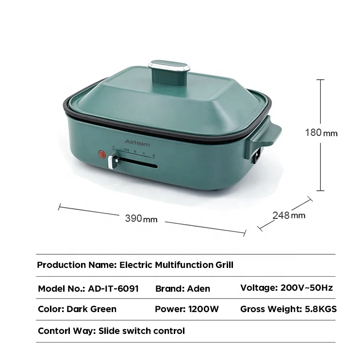 All in one kitchen appliance, electric cooker grill with multifunction and overheat protection