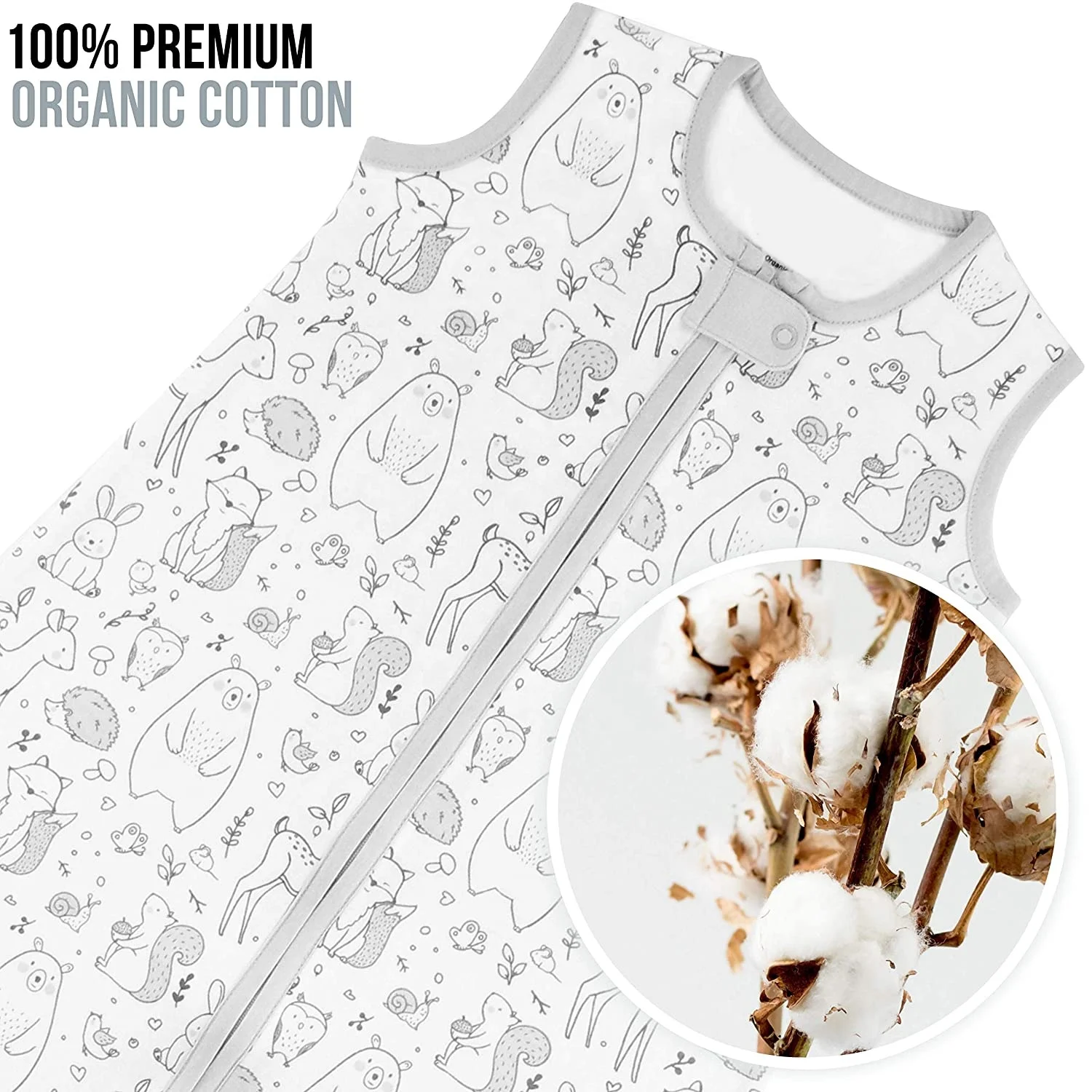 Hot Baby Wearable Blanket Without sleeves High Quality Organic Cotton Sleep Bag with 2-Way Zipper 0.5 TOG Sleeping Sack