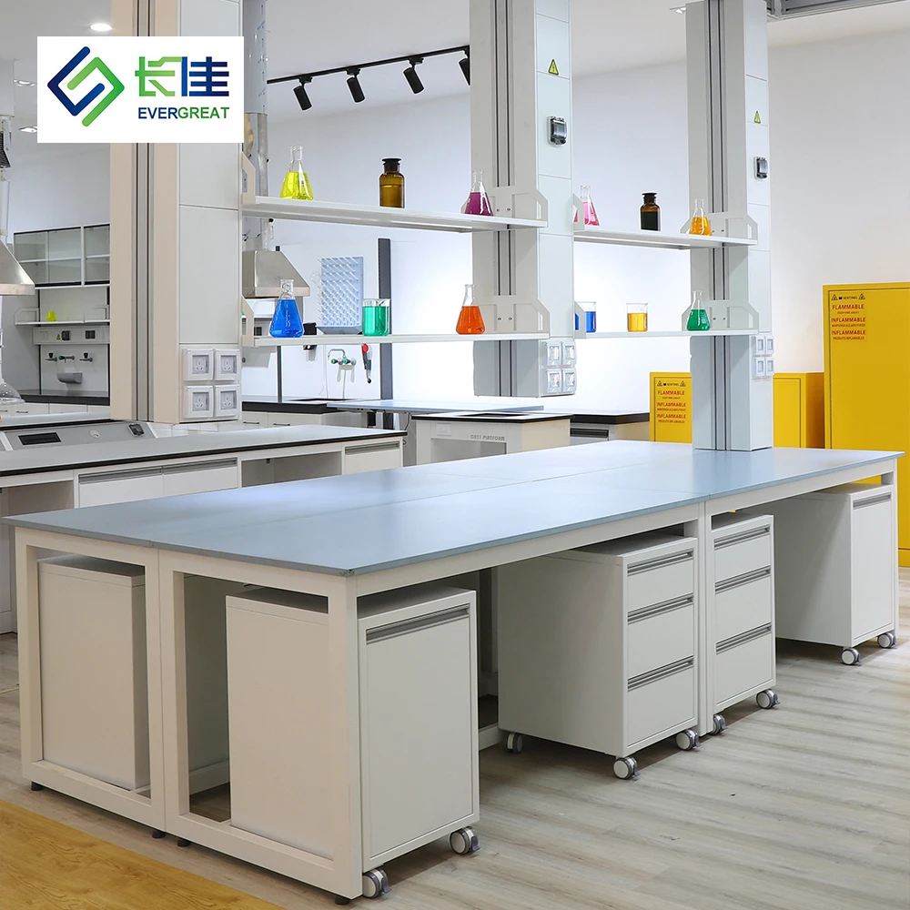 School Medical Steel H-Frame Hanging Reagent Shelf Lab Furniture Work Bench Side Laboratory Table