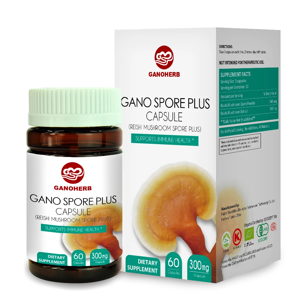 100% Organic Herbal Extract Supplements Reishi Mushroom Ganoderma Lucidum Capsules Manufacturer Spore Powder Benefits Ganoherb