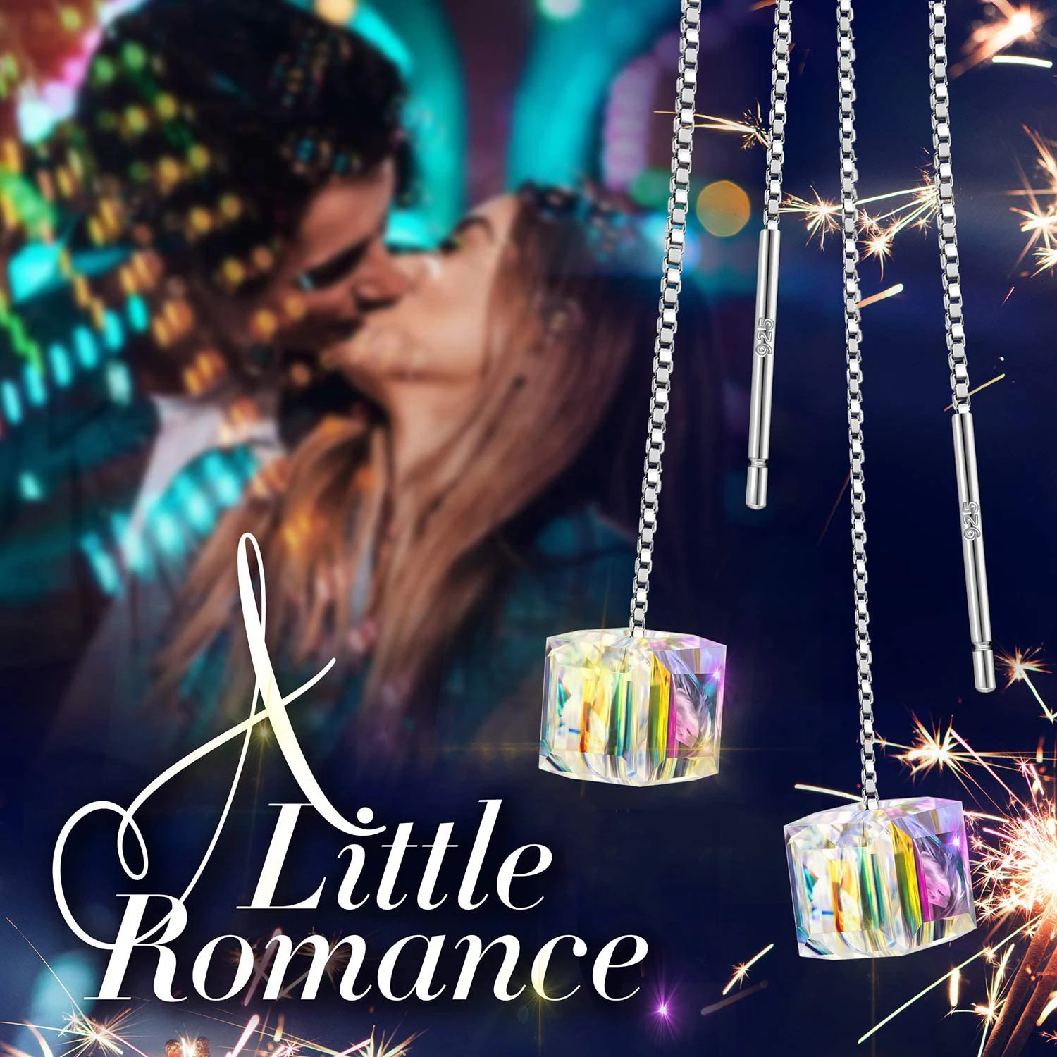 
Hermosa Austria Crystals Earrings Cube Square Dangle Earrings 925 Sterling silver Earrings for Women Jewelry 