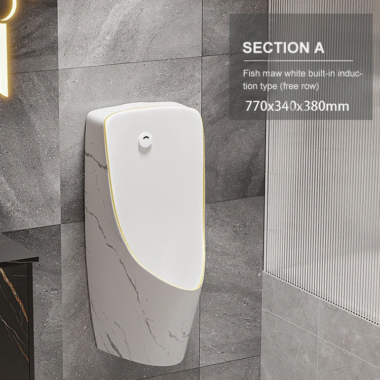 Competitive Price White Rock Grain Wall Hung Sensor Ceramic Male Urinals Customized
