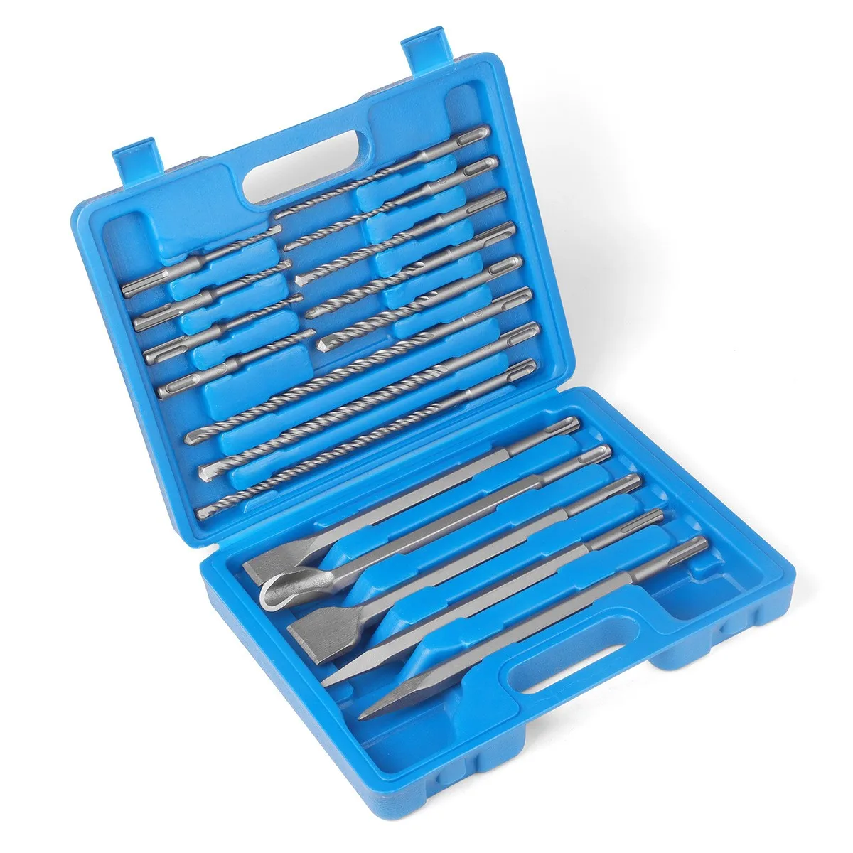 17pc set Drill bit  pointed chisel and flat chisel set for stone concrete electric draft steel chisel router bits