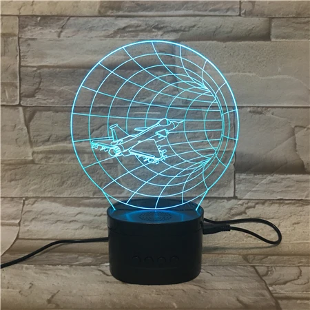 
Cool Personalized Gift Battery Operated Nightlight Portable Wireless Speaker 3D Space Fighter Night Light Lamp 