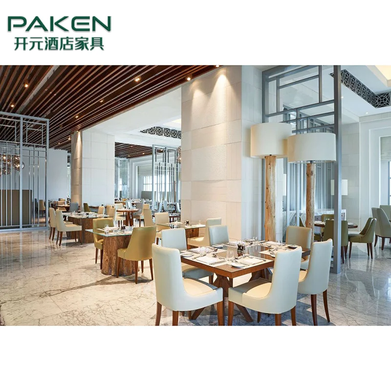 Hilton Dubai Commercial 5 Star Hotel Furniture Wooden Restaurant Table And Chair