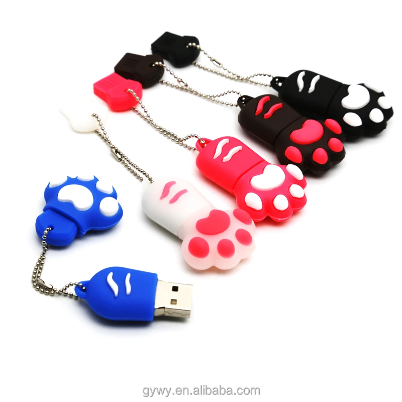 Usb flash drive 64G bear paw 32/16/8g Silicone PVC custom cartoon usb flash drive custom gift