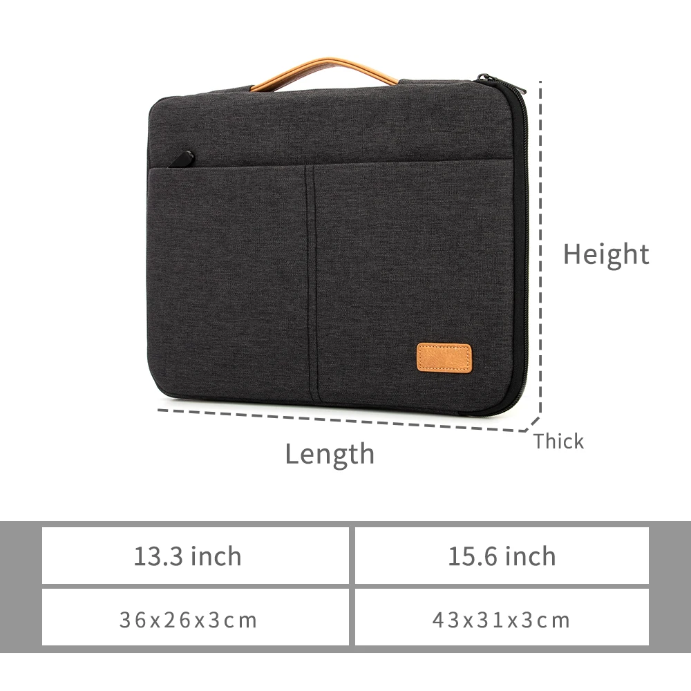 Handle Laptop Carrying Case Sleeve Case Protective Bag with Front Accessories Pocket for macbook 12 Tablet 13 14 15.6 Chromebook