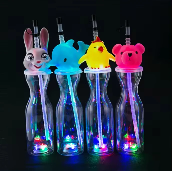 PET Led Light up Yard Cups Plastic Sluch Ice Drink Yard Cup 500ml with Straw