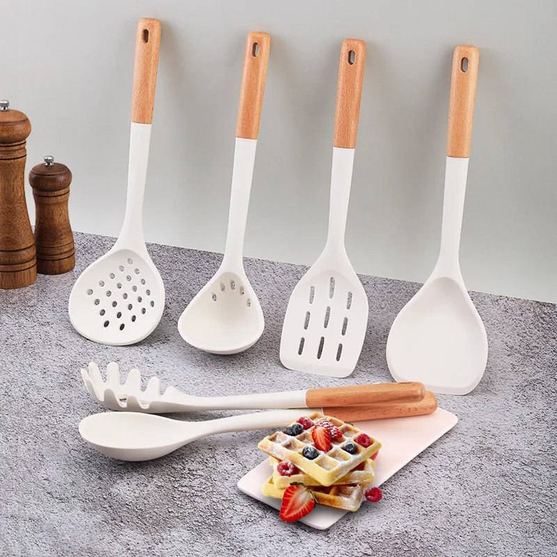 hot sell wooden spoon silicone kitchen utensils cooking utensil kitchen ware kitchen & tabletop silicone Utensil set