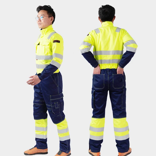 Industrial Reflective Men Uniform Workwear Clothing Highly Visible Flame Retardant  and Arc Proof Coverall