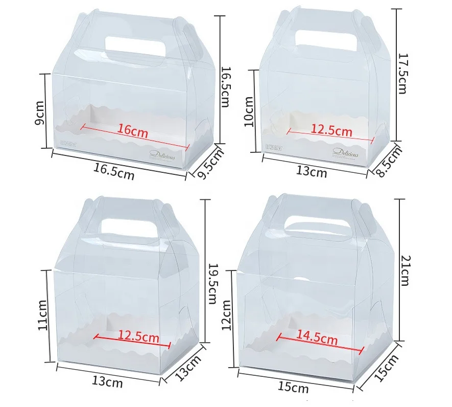 Wholesale Bread Desert Transparent Packaging Tall Portable Clear Gable PET Cake Boxes For Bakery