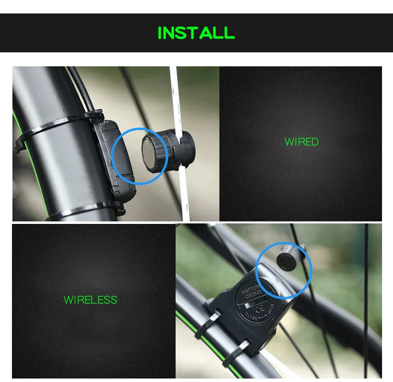 LED Digital Wireless Bike Speedometer Backlight  2.1in Waterproof Mountain Road Bicycle Computer Stopwatch