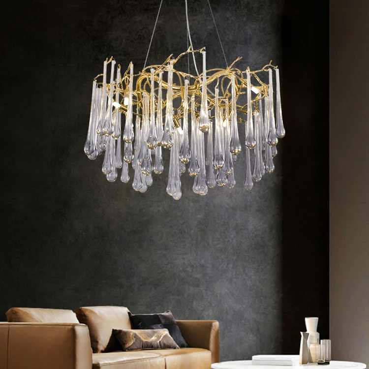 Современный дизайн медное прозрачное стекло украшение одежды магазин спальня лобби отеля G9 люстра