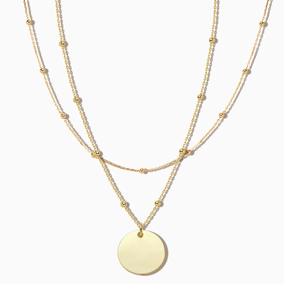 oem jewelry manufacturers 925 sterling silver jewelry set 18k gold plated double coin chain necklace for women