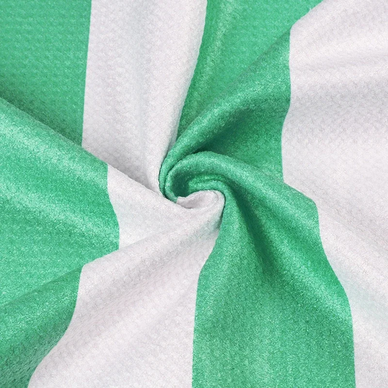 Custom wholesale quick dry waffle woven soft double-sided printed microfiber sports beach towel with carry bag