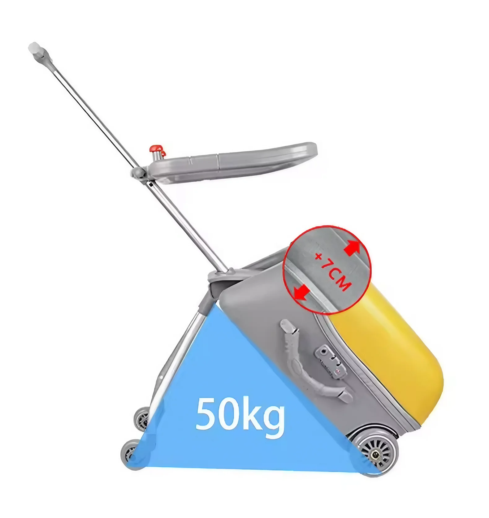 20 inch Kids Stroller Ride-on Travel Trolley Luggage Waterproof Carry On Luggage Kids Suitcase Draw-bar Trolley with guardrail