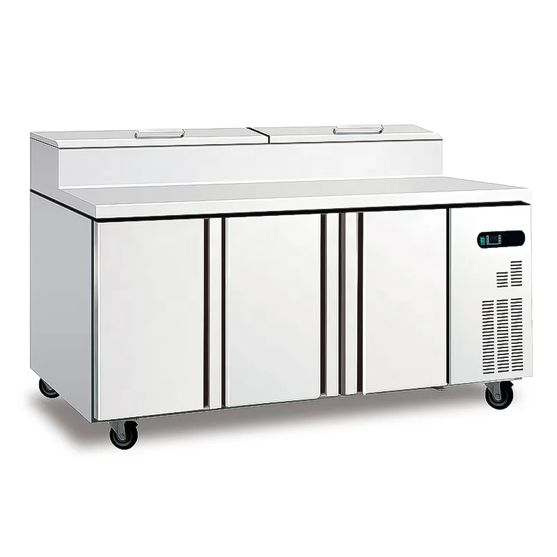 54in  3 Door  Sandwich Prep Table Refrigerator Pizza Prep Table Refrigerator
