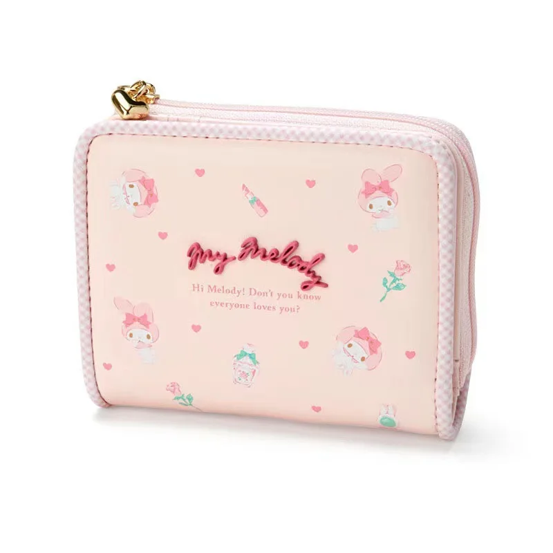 DHF1118 New arrival anime kawaii Cinnamoroll Kuromi wallet PU leather lace zipper Melody card short cute cartoon purse wholesale