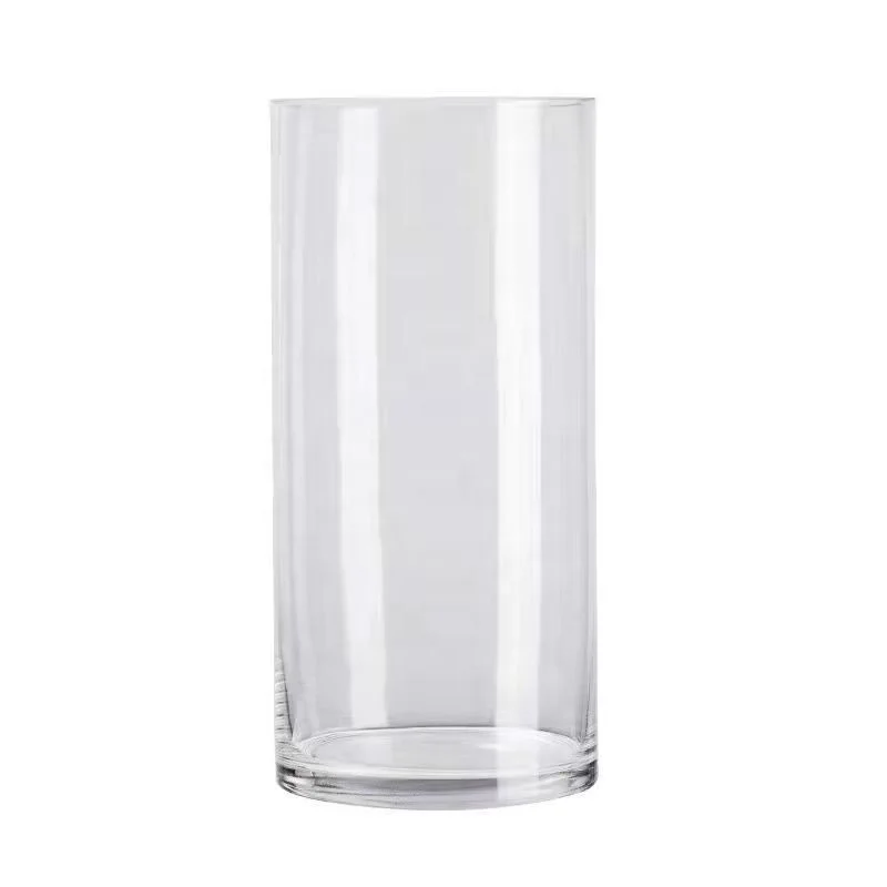 Factory Direct Transparent Cylinder Shape Tall Crystal Vase Wedding Glass Vases Wholesale for Home Decoration Tabletop Vase