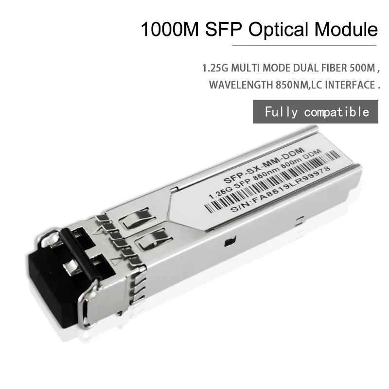 factoryPrice1.25Gb/s SFPoptical module 500M 850nm SFP TransceiveModule MMDF LC DDM modulos transceptoresfiber Optic Equipment