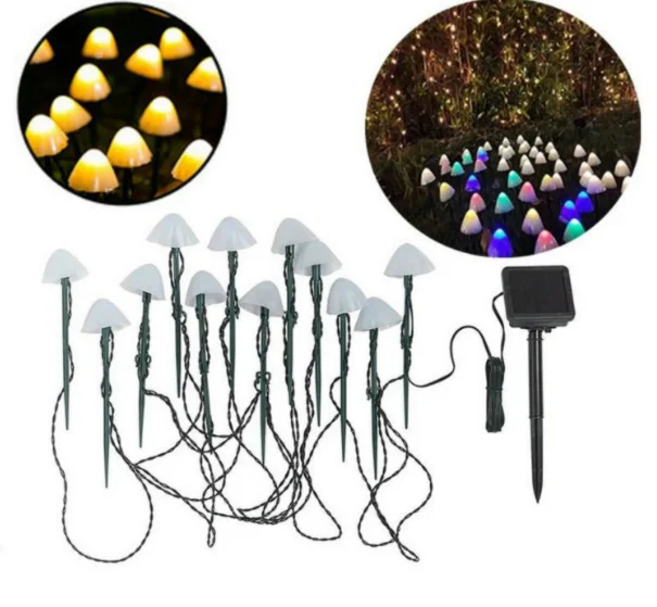6m 20LED Outdoor Garden lawn decorative lamp artificial mushroom shape solar IP44 chain light