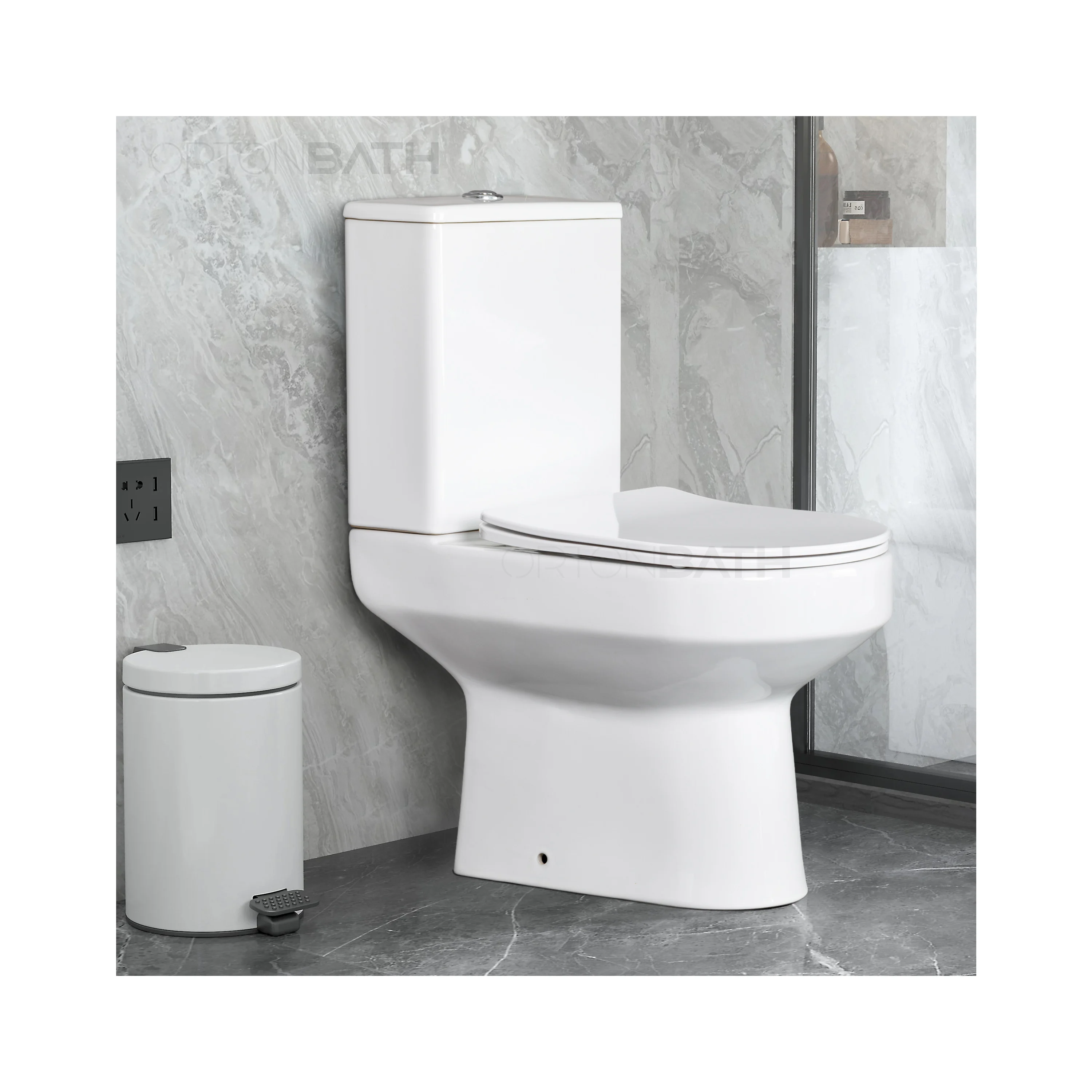 ORTONBATH round Bowl wash down Floor Mount two Piece Toilet With Pp Soft Close  toilet Seat Comfort Height toilet inodoros