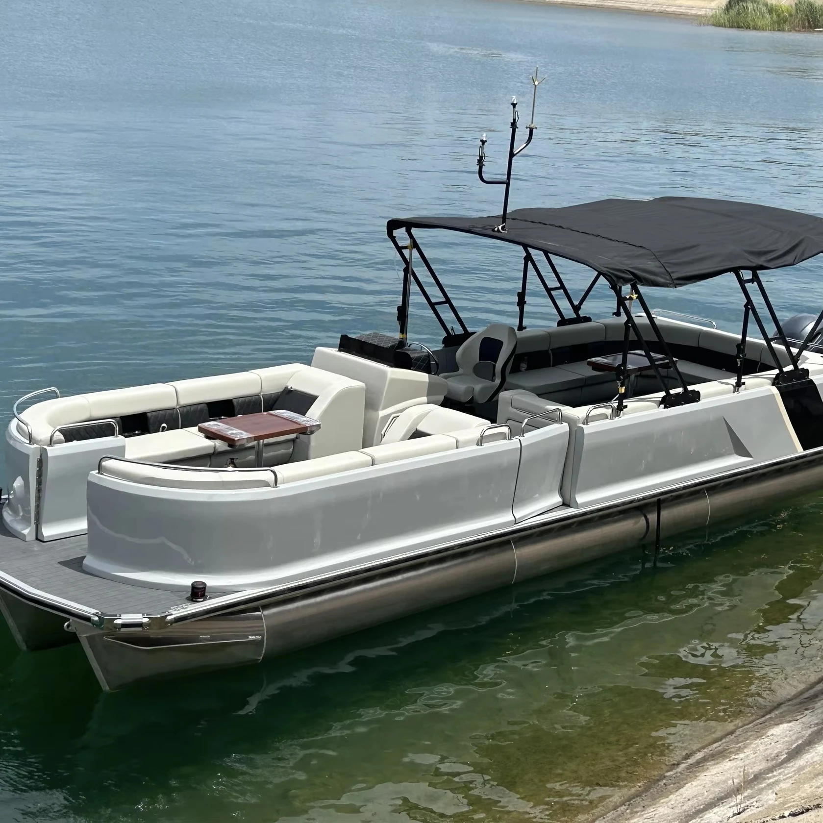 New design 30ft Fiberglass luxury series lake&river relaxing water party leisure pontoon boat hot sale