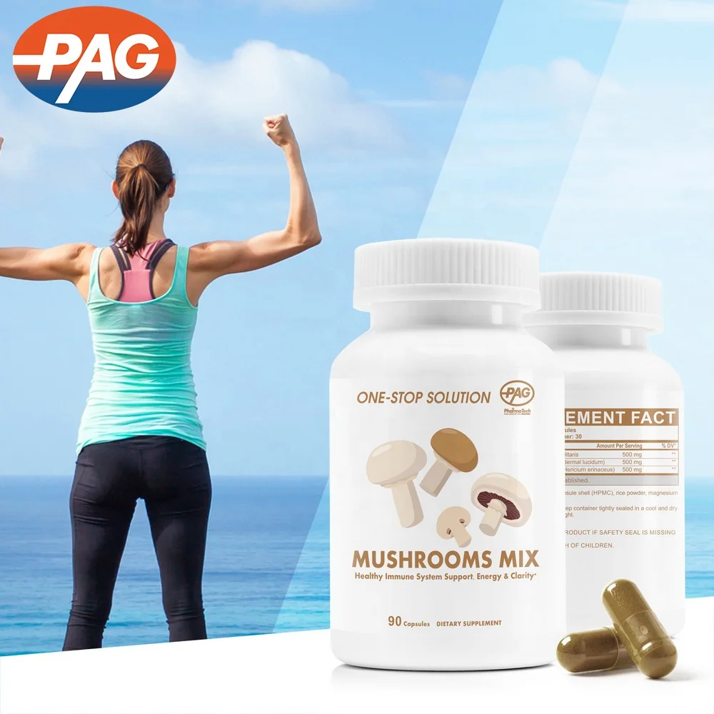 PAG Organic Immune Booster Memory Nootropic Brain Supplement Cordyceps Militaris Extract Reishi Mushroom Capsules