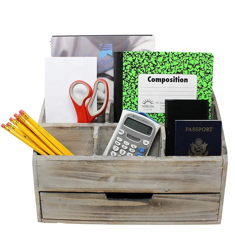 Винтажный деревенский деревянный органайзер для офисного стола