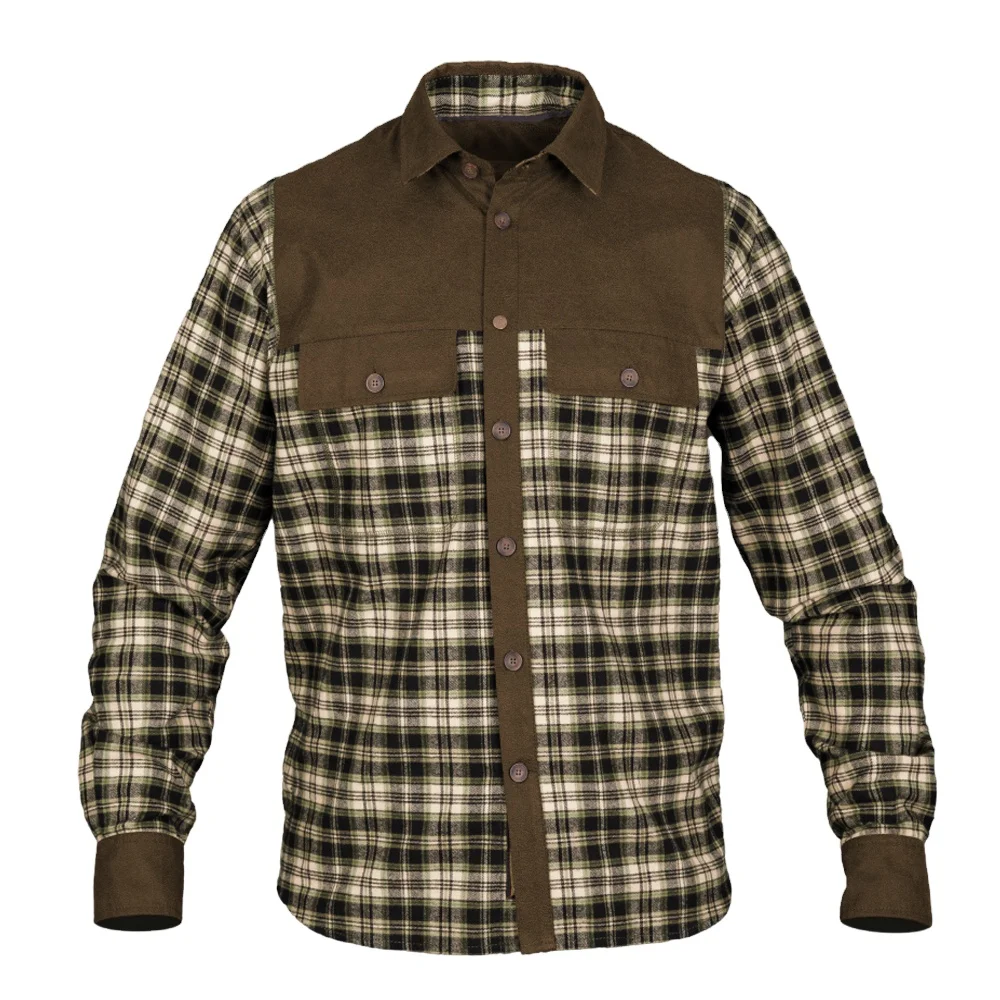 High quality cotton hunting shirt plaids thermal shirt outdoor hiking shirt for men