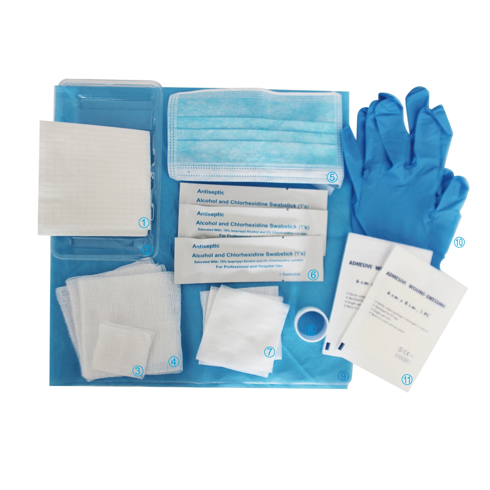 Sterile disposable kits for basic dressings central line kit wound closure set