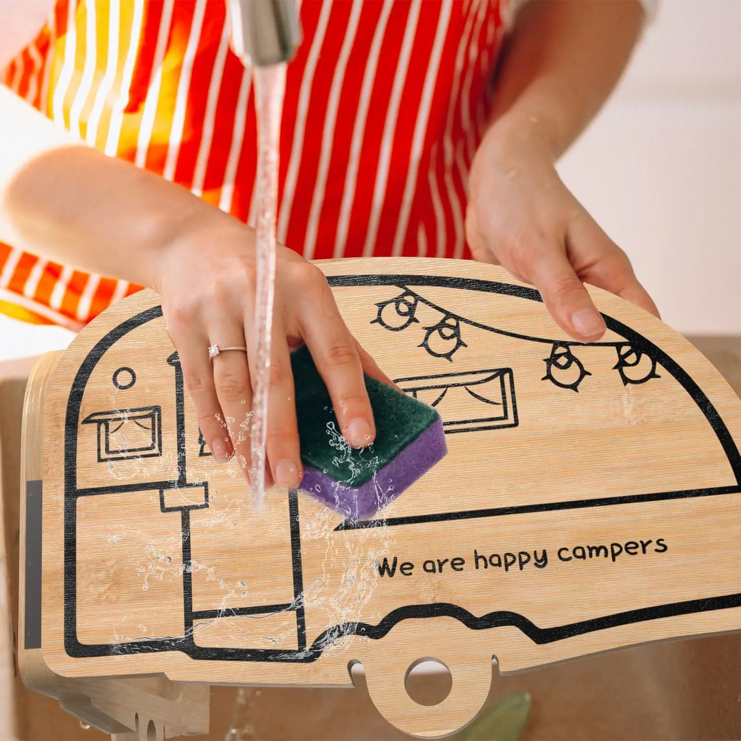 Bamboo Cheese Cutting Board RV camping picnic travel vacation outdoor travel customised gift happy camper souvenir