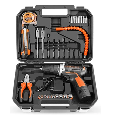
Household screw driver 12V lithium electric drill tools hardware Multifunctional maintenance tool electric drill set 