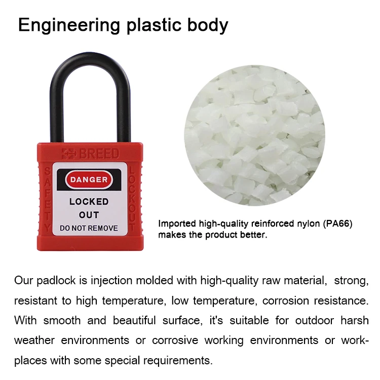 Small Size Industrial Nylon Safety Padlock Manufacturer Mini Insulated Padlocks Keyed Differently G311