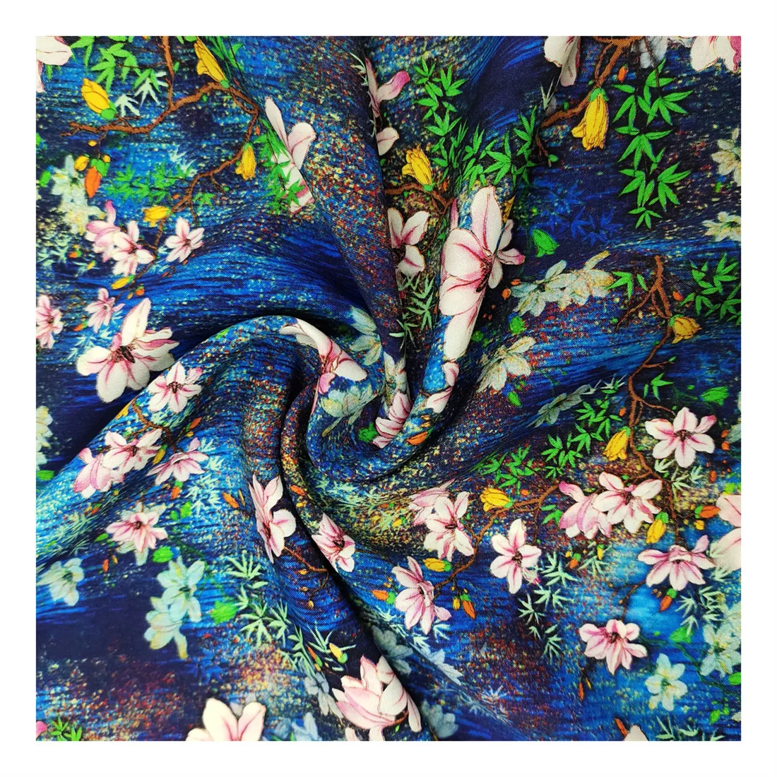 Big Floral Print 100 Rayon Crepe Crinkle 45s*45s Woven Digital Printing On Rayon Crepe Fabric