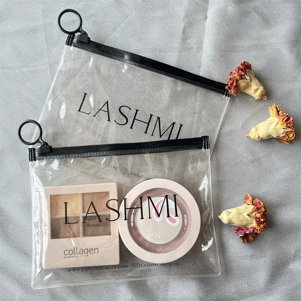 Eco-friendly Custom Logo Plastic Clear vinyl Ziplock Pouch Cheap Cosmetics Zip Lock Pvc Zipper Bag For Eye Shadow Packaging