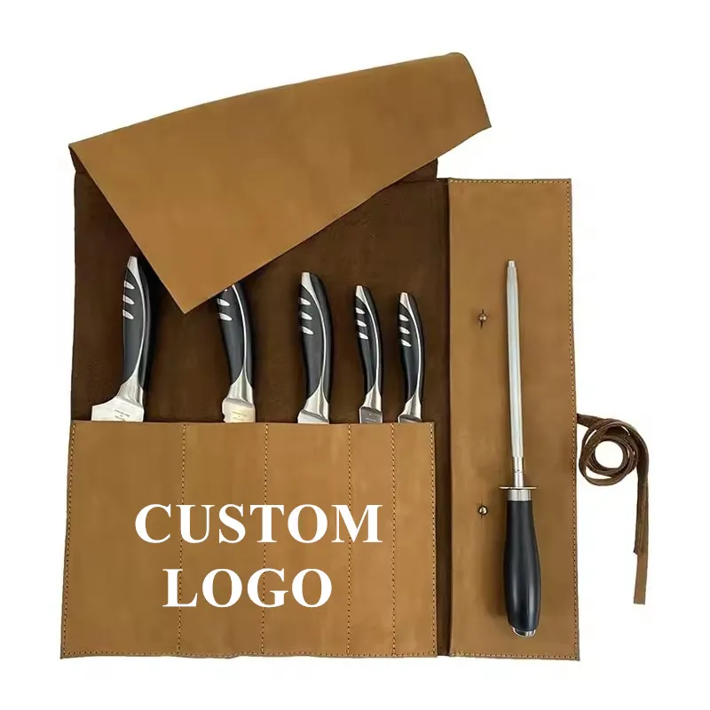 Chef Knife Roll Up Case 5 Pockets Kitchen Tool Storage Bag Knife Carry Case