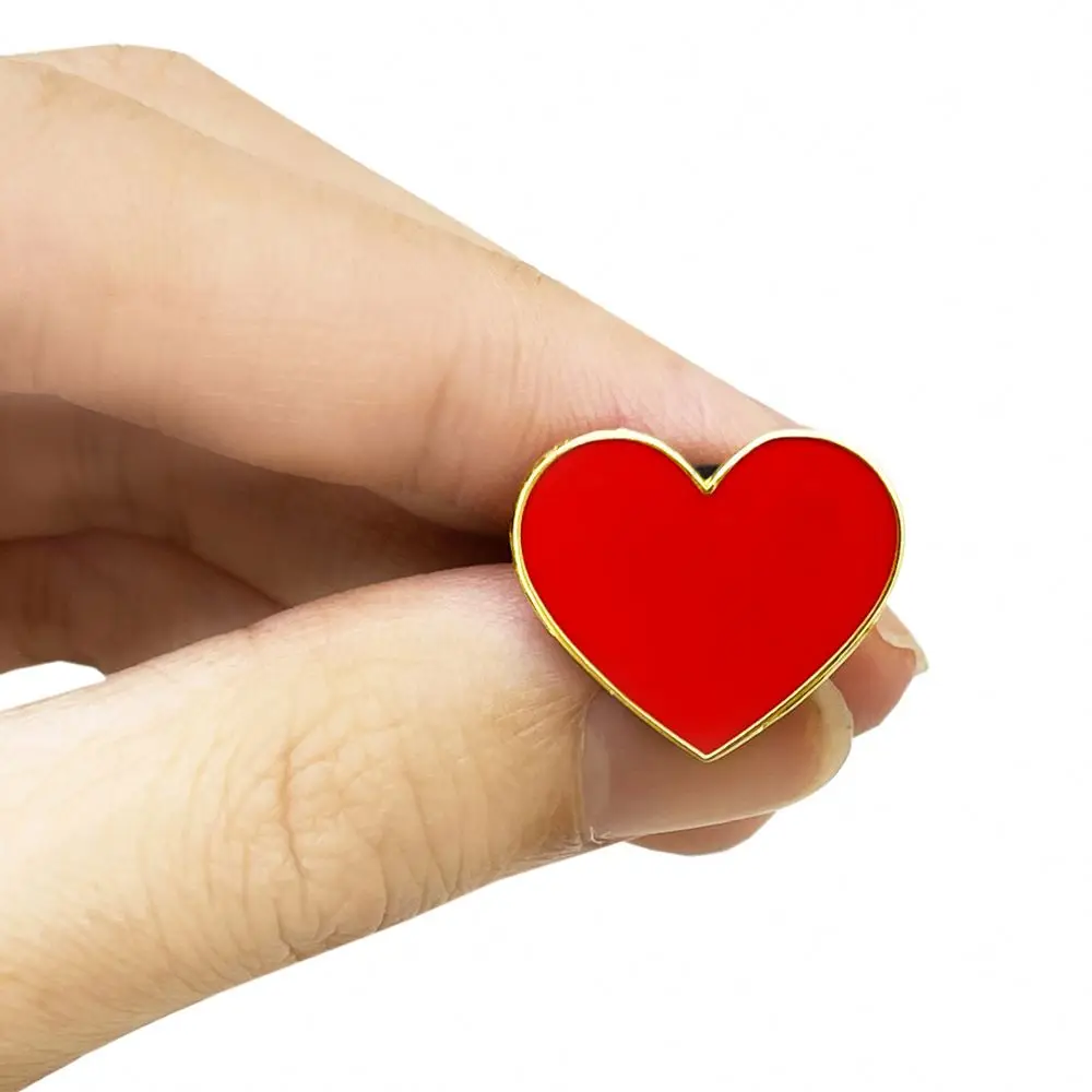 Taskwingifts Manufacture custom metal hard enamel badge red heart shaped lapel pin for clothes