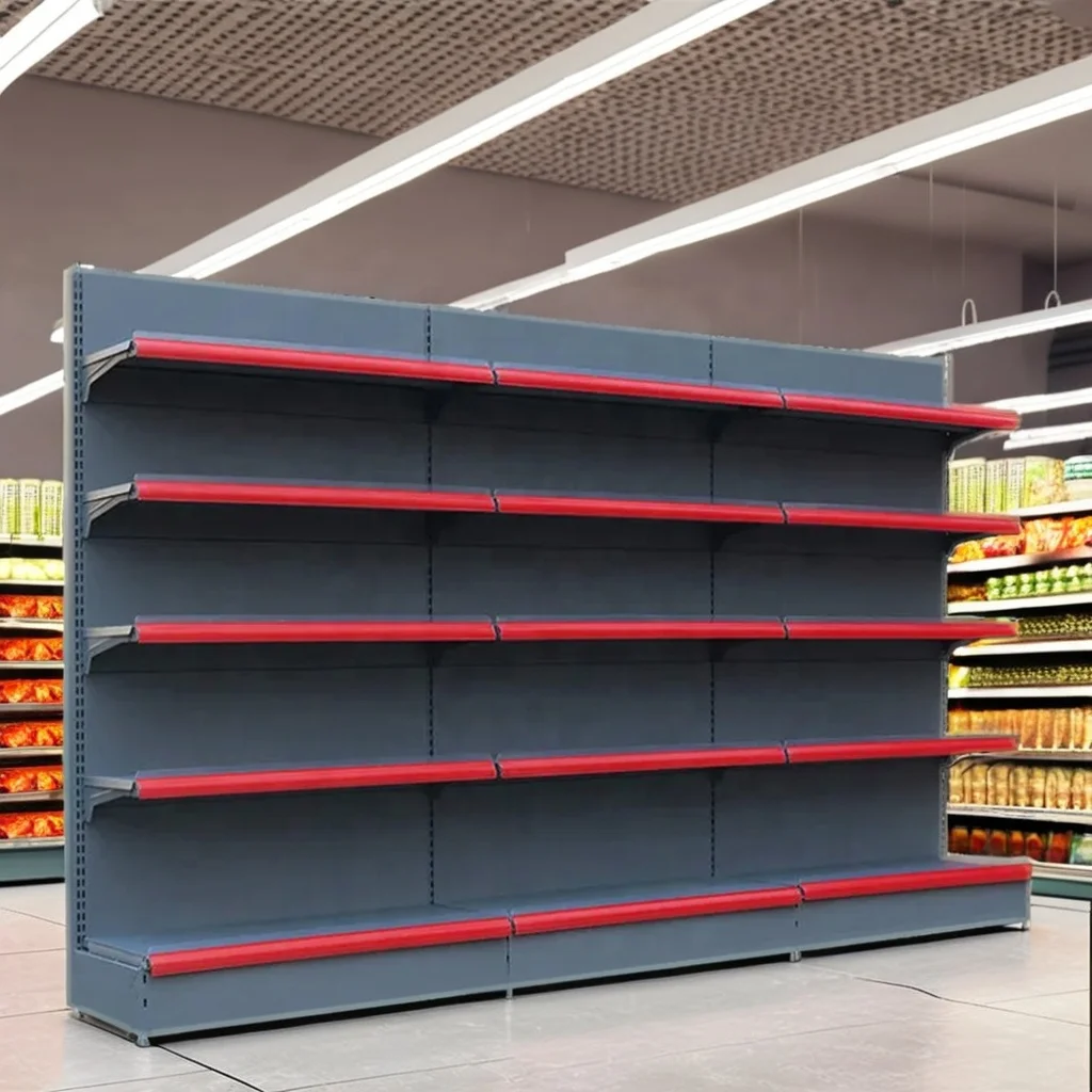 Double/Single Side Manufacturer Factory Gondola Metal Grocery Iron Steel Metal Supermarket Shelves Display Racks For Supermarket