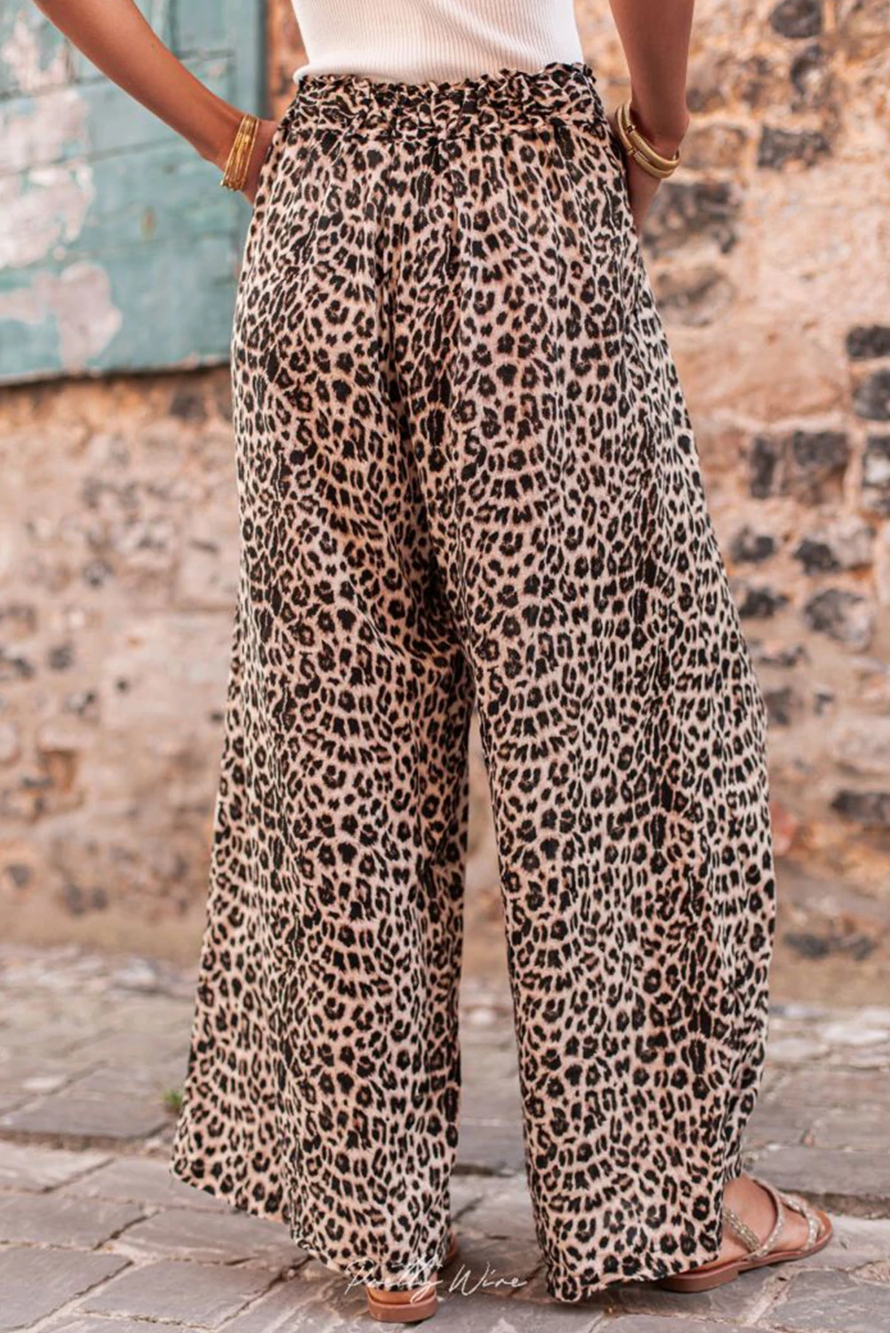 Dear-Lover Western Trousers Desert Palm Boho Leopard Wide Leg Pants Women