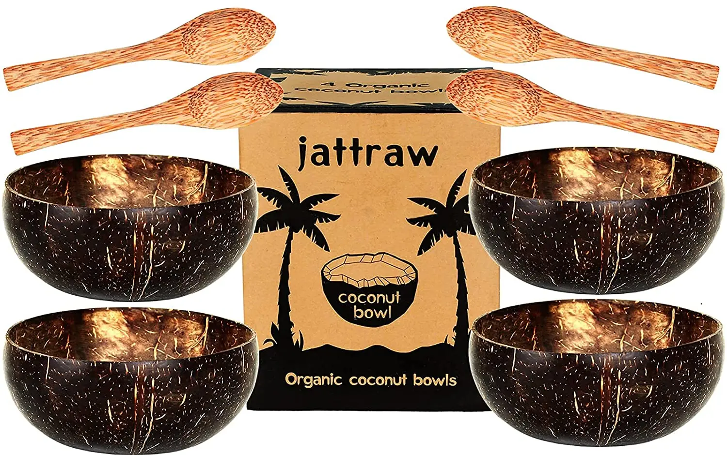 Premium 100% Natural Reclaimed Coconut shell Wooden Bowls For Smoothies