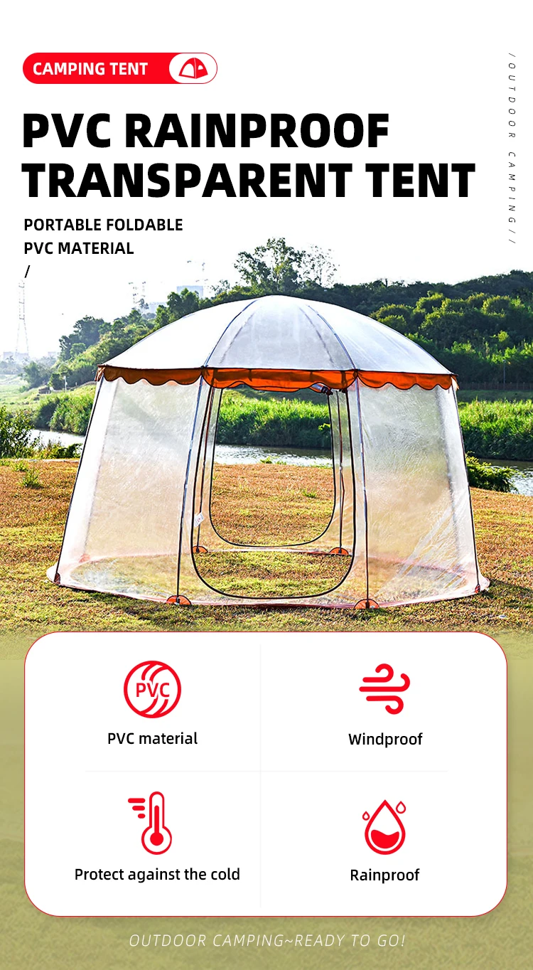 Rainproof And Transparent Storage Bubble Tent Pvc Ball Tent Luxury Camping Beach Tent With Wave Lace Surrounding Curtain