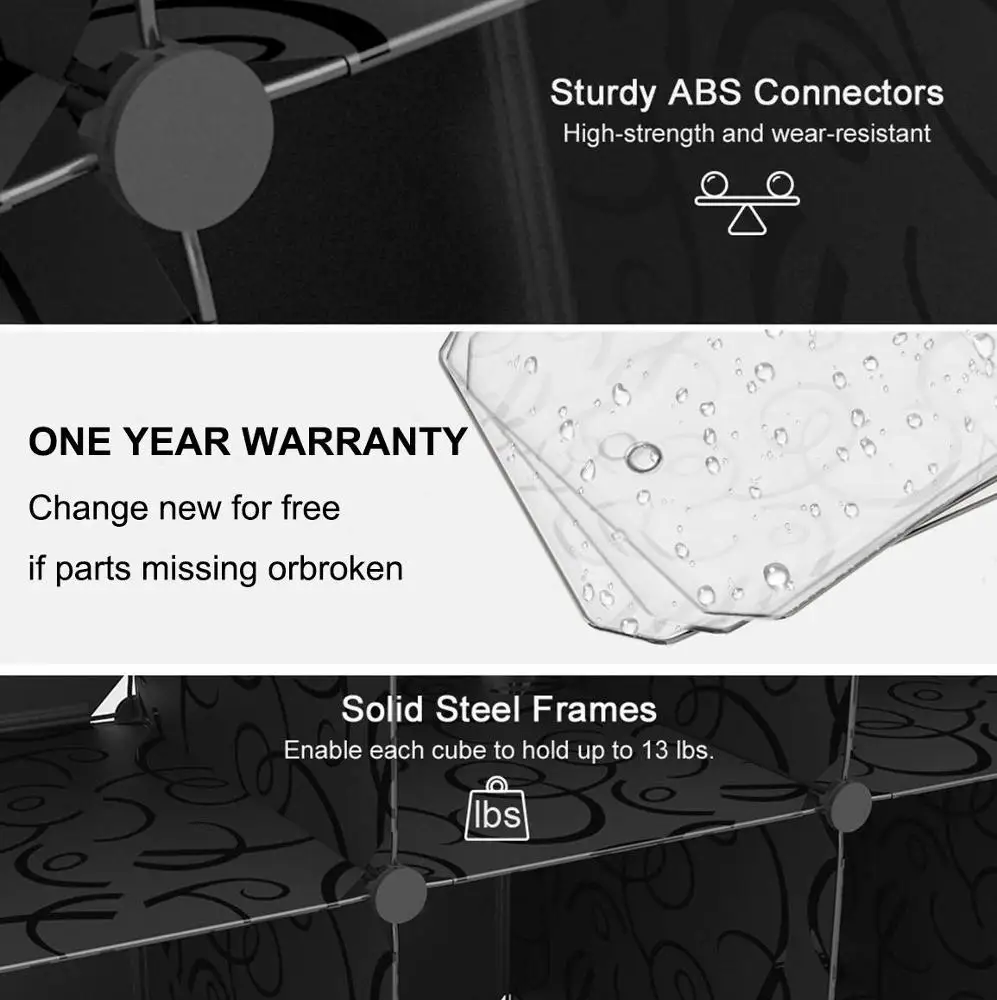 15-Cube Shoe Rack DIY Organizer, Cubby Modular Shelving Storage Plastic Cabinet with Doors