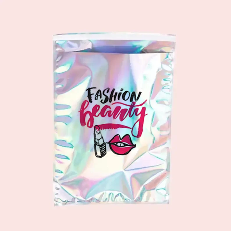 Custom design logo self adhesive aluminum foil glitter logistics envelopes mailing bag holographic poly mailers for clothes
