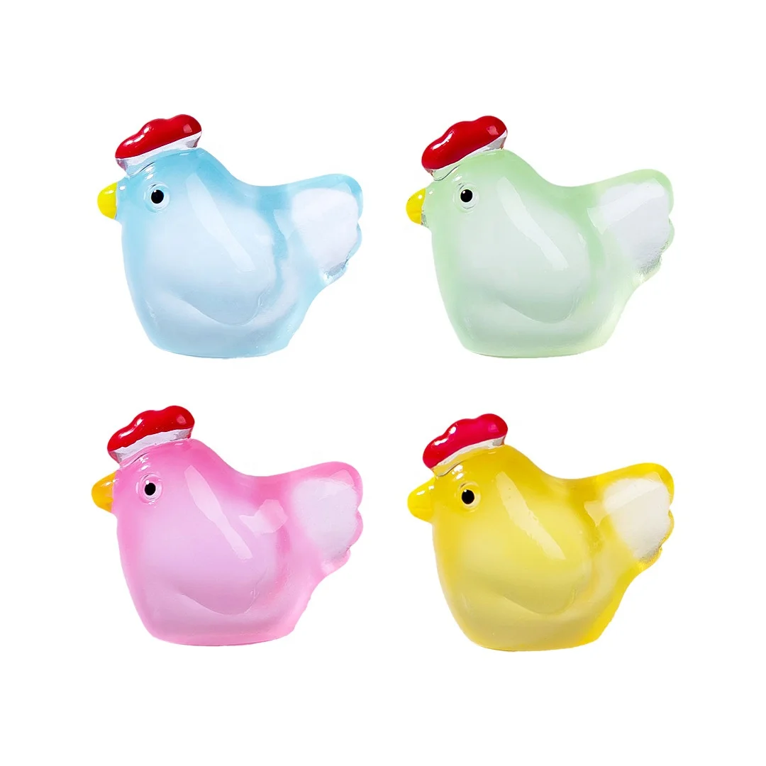 Creative cute small animal luminous desktop small ornaments, hen shape small mini crafts, home furnishing decoration