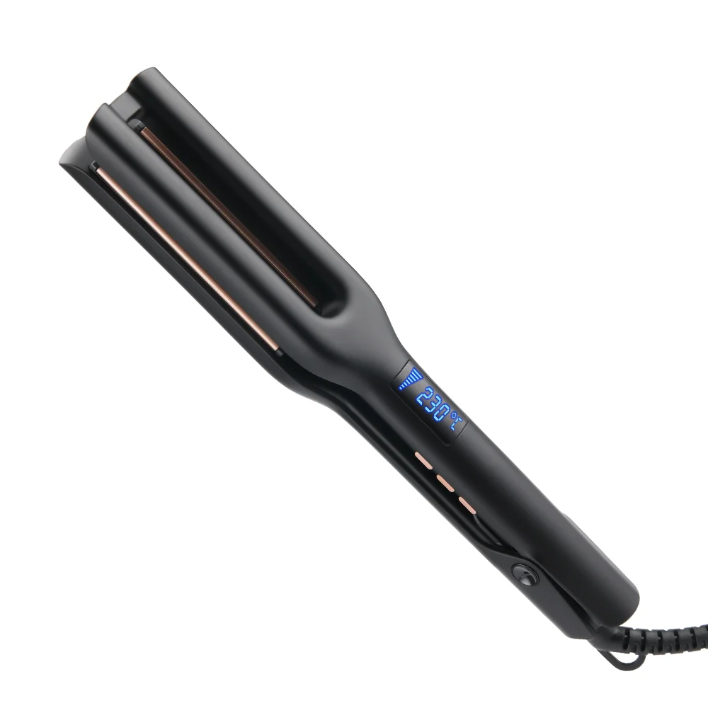 Copper Ceramic Dual Plate Flat Irons Private Label Fast Heat Hair Straightener Wholesale U Shape Double Straight LED Electric