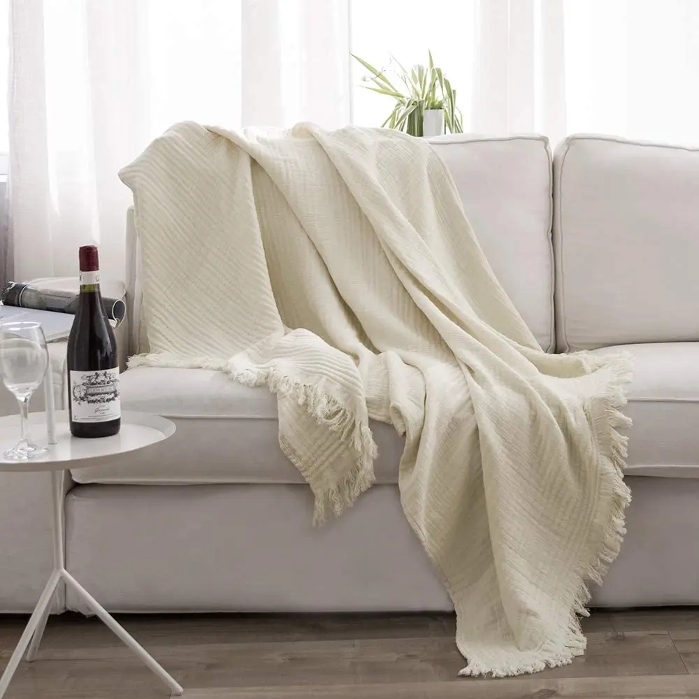 100% Cotton Throw Blanket Manufacture Knitted Throw Blanket Modern Warm blanket